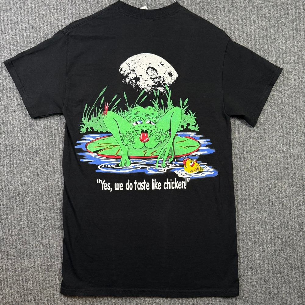 Froggy's Saloon Vintage Tee Mens Small Black Daytona Beach Tastes Like Chicken